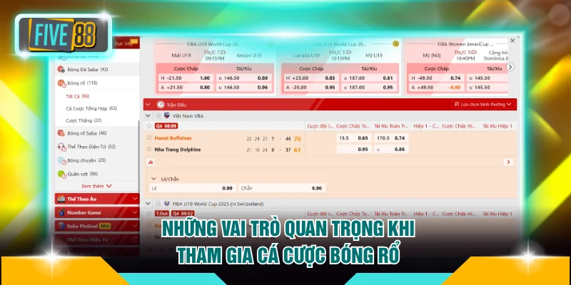 Những vai trò quan trọng khi tham gia cá cược bóng rổ